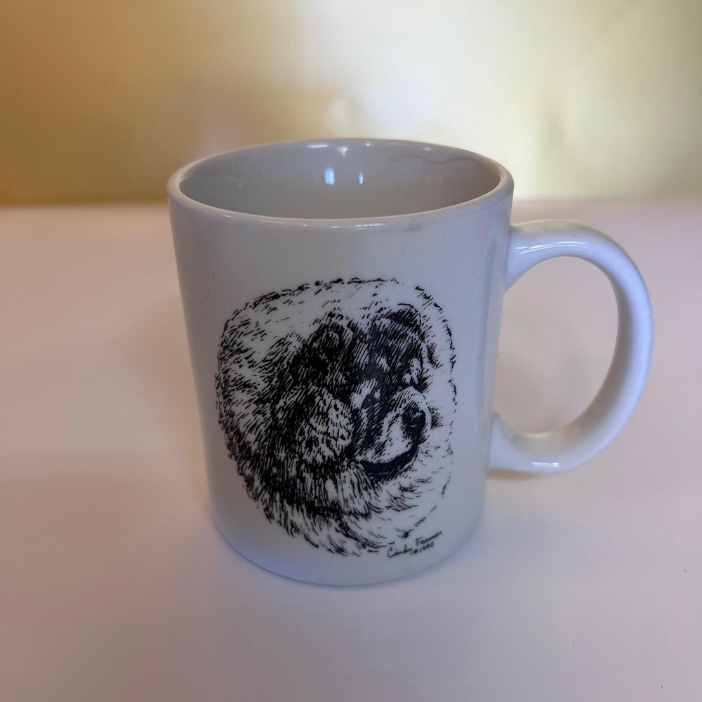 Rosalinde Hand Decorated Vintage Porcelain Mug Dog Portrait Artist‎ Signed 1990